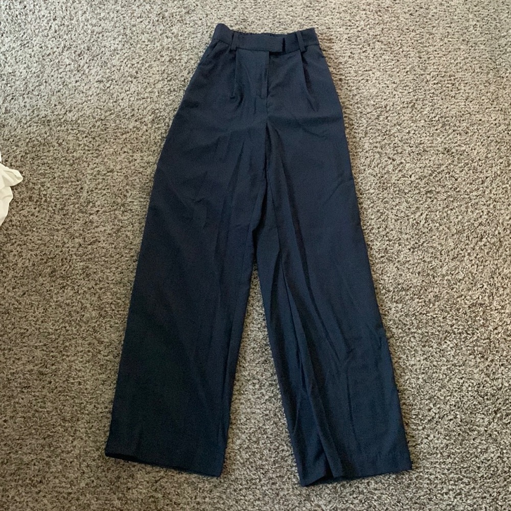 Navy wide leg trousers